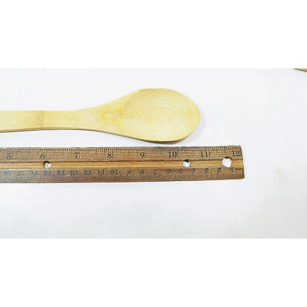 8 Pc Bamboo Kitchen Utensils Wooden Spatula, Spoon Fork Natural Wood Cooking Set
